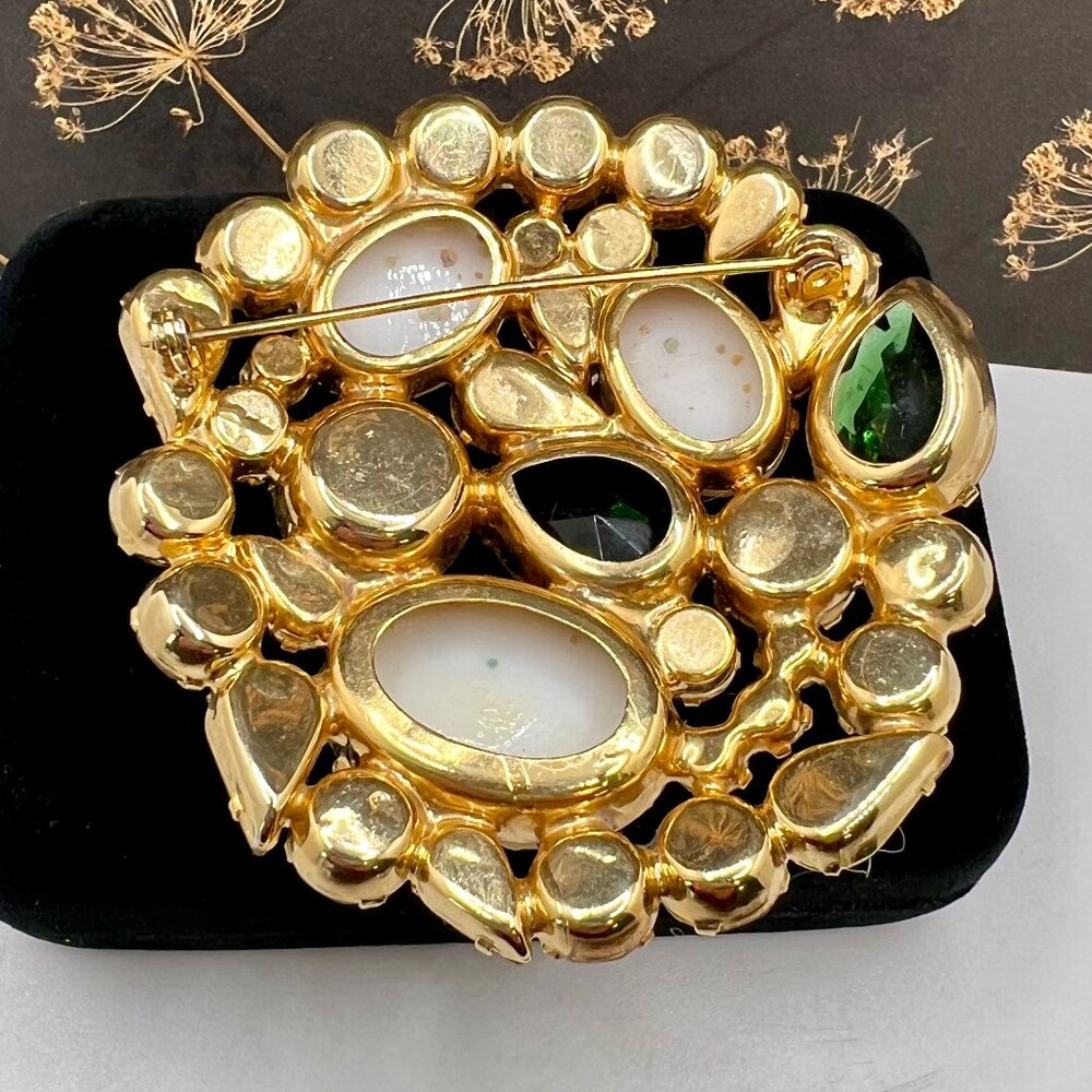 Juliana Coral Gold Splattered Brooch and CLIP Earrings - Picture 5 of 7